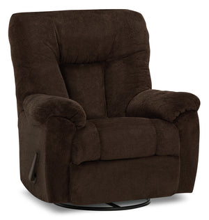 Fauteuil pivotant, berçant et inclinable Design à mon image de 39 po en tissu de chenille - brun chocolat terreux