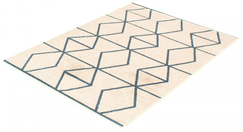 Carpette Anandi ivoire-bleu - 5 pi 3 pox 7 pi 3 po