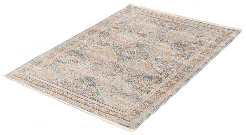 Carpette Leandra taupe/bleue 6 pi 7 po x 9 pi 6 po