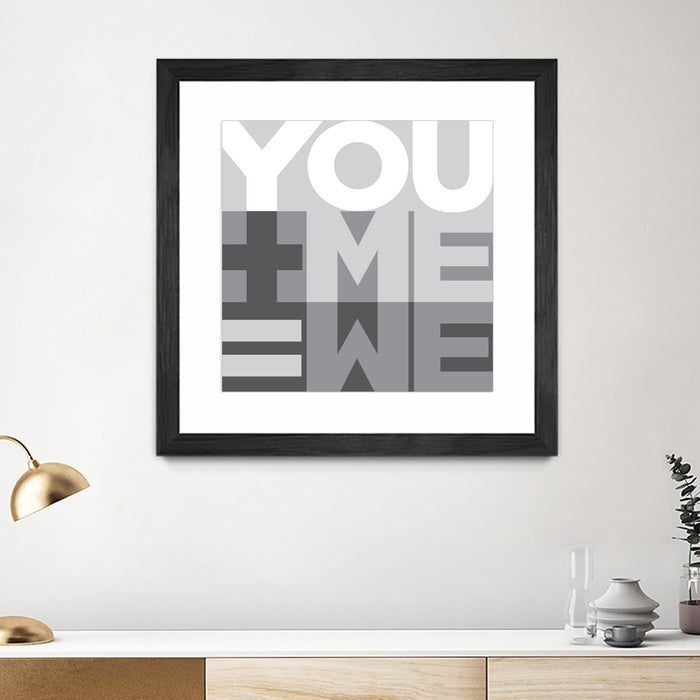 Œuvre d’art murale encadrée noire et mate « You Me We I » 30 x 30