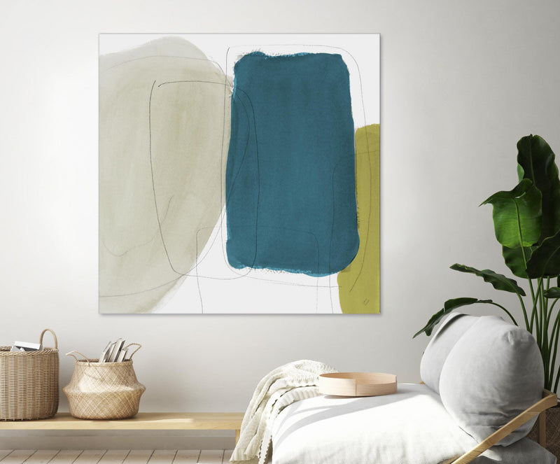 Œuvre d’art murale Giant Art « Beige And Navy Abstract » 72 x 72