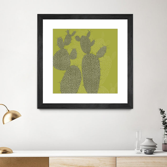 Œuvre d’art murale encadrée noire et mate « Opuntia I » 36 x 36