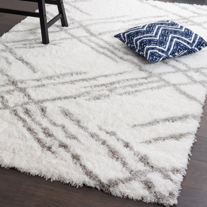 Carpette Ker blanche à rayures 3 x 5