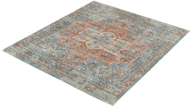 Carpette Baina Heriz bleu - 6 pi 7 pox 9 pi 10 po