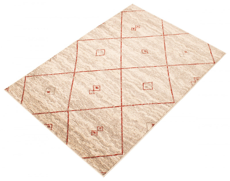 Tapis Grande Ivoire / Rouge 7pi 10 po X 10pi 2po