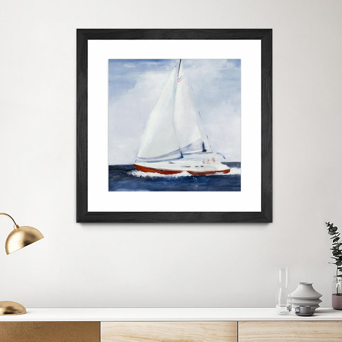 Œuvre d’art murale encadrée noire et mate « Chasing The Sun » 30 x 30