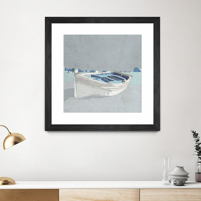Œuvre d’art murale encadrée noire et mate « Docked Ashore Ii » 30 x 30