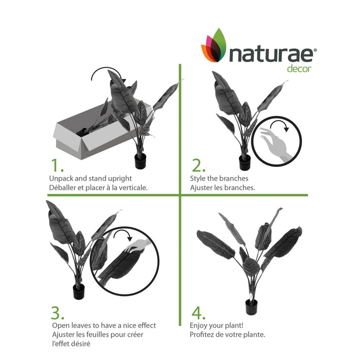 Oiseau du paradis artificiel de 45 po pour l’intérieur et l’extérieur en pot noir