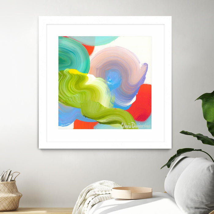 Œuvre d’art murale encadrée blanche et mate « Vav 05 » 36 x 36