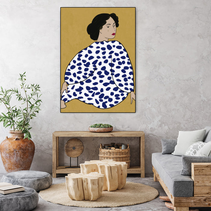 Œuvre d’art murale sur toile encadrée noire « Happy Girl » 24 x 32