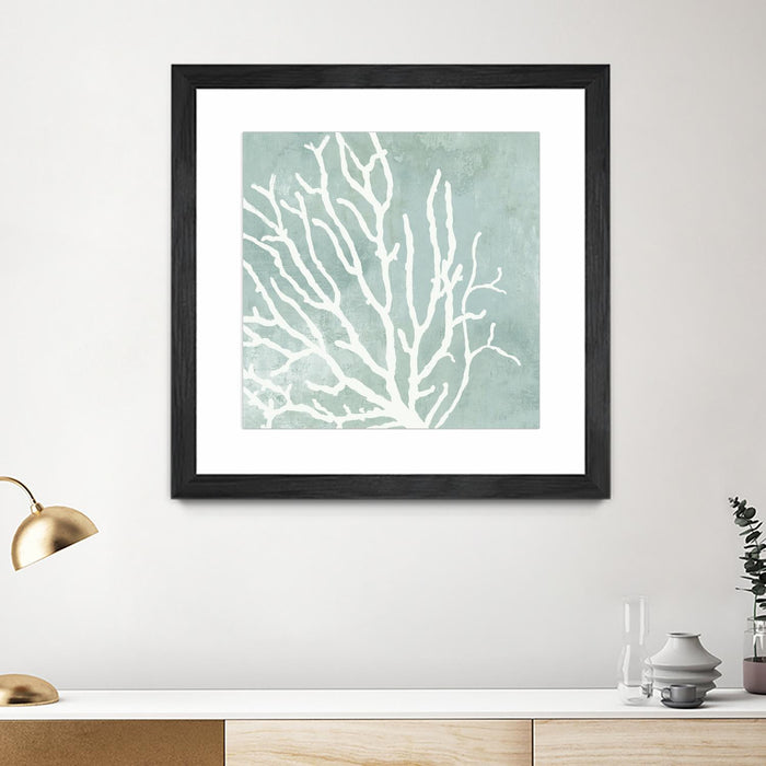 Œuvre d’art murale encadrée noire et mate « Sea Crown I » 30 x 30