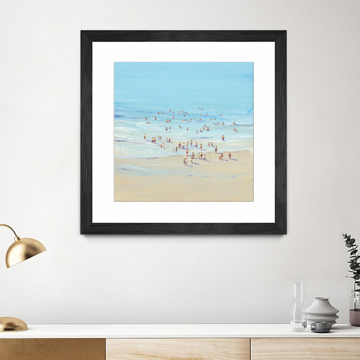 Œuvre d’art murale encadrée noire et mate « Beach Day I » 36 x 36