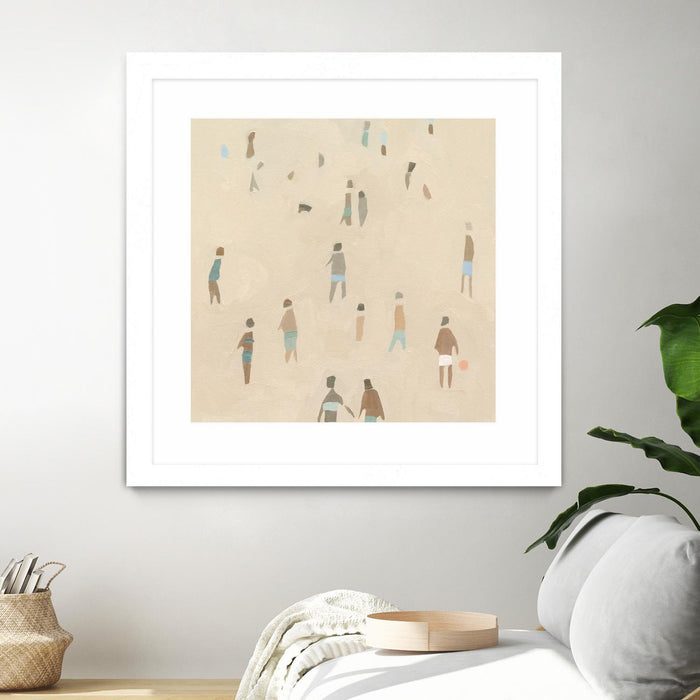 Œuvre d’art murale encadrée blanche et mate « Beach Goer Iv » 30 x 30