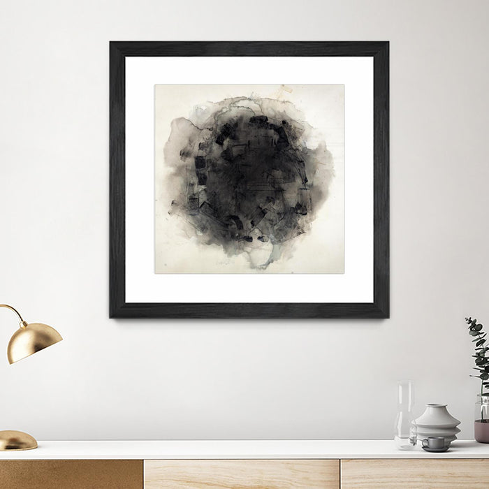 Œuvre d’art murale encadrée noire et mate « Positives And Negatives I » 30 x 30