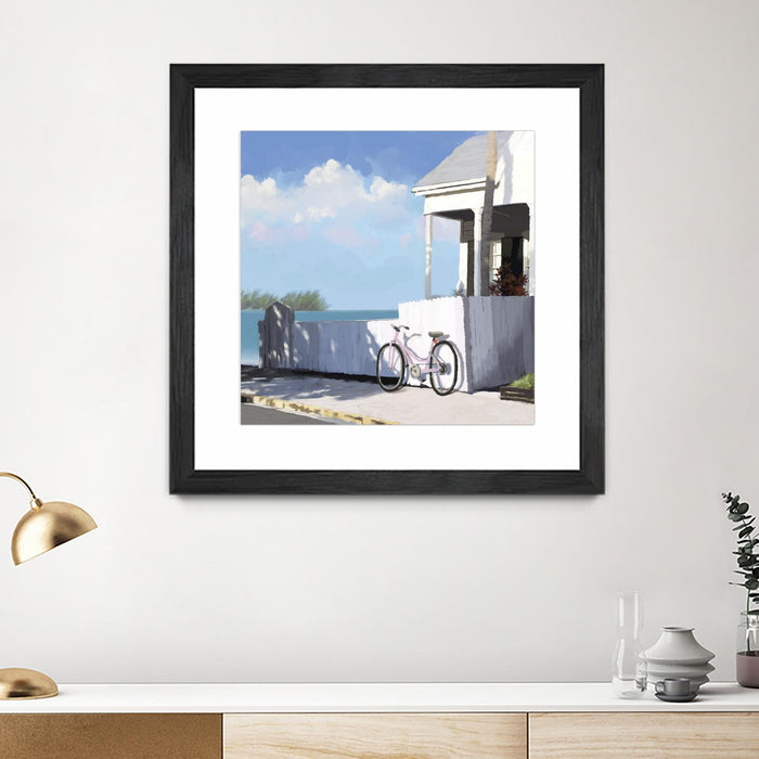 Œuvre d’art murale encadrée noire et mate « Key West Cabana Ii » 30 x 30