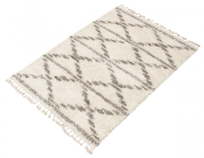 Carpette à poil long Helma Liv crème 6 pi 7 po x 9 pi 6 po