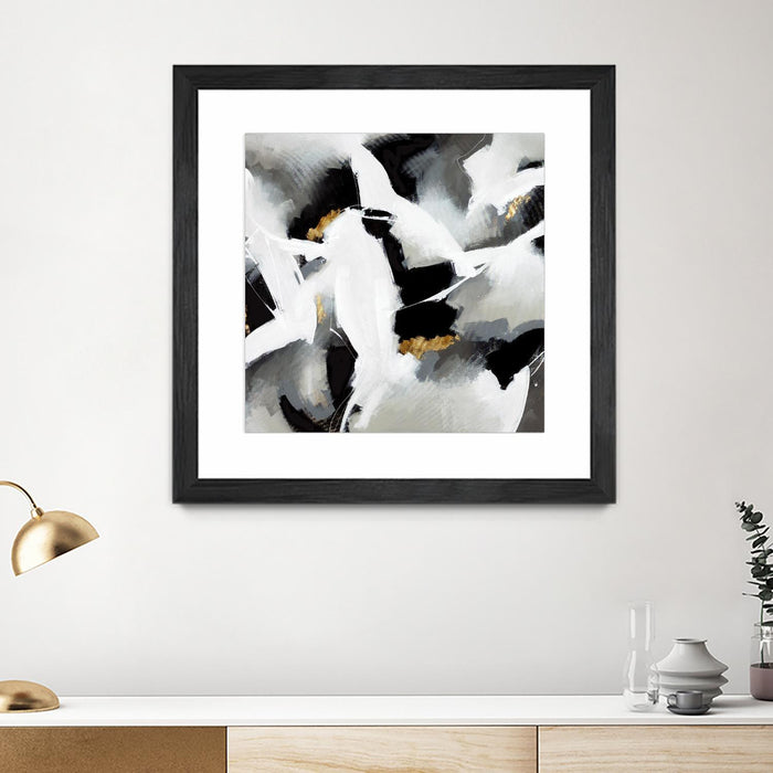 Œuvre d’art murale encadrée noire et mate « Driven To Dig In » 36 x 36