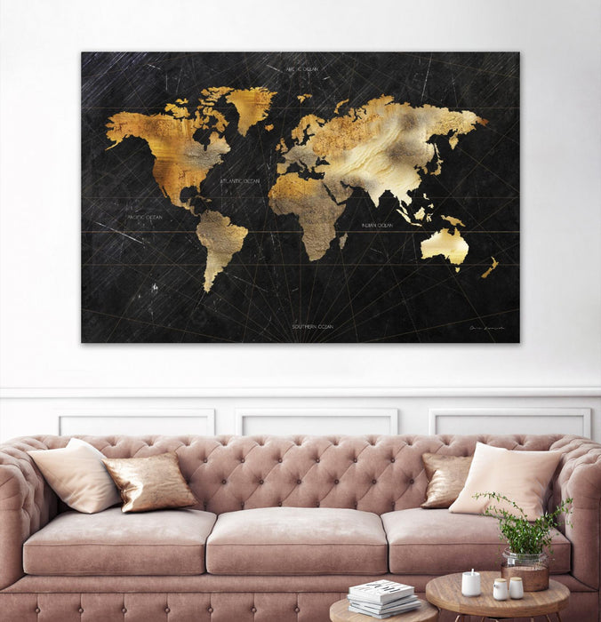 Œuvre d’art murale Giant Art « Dramatic World Map » 72 x 48