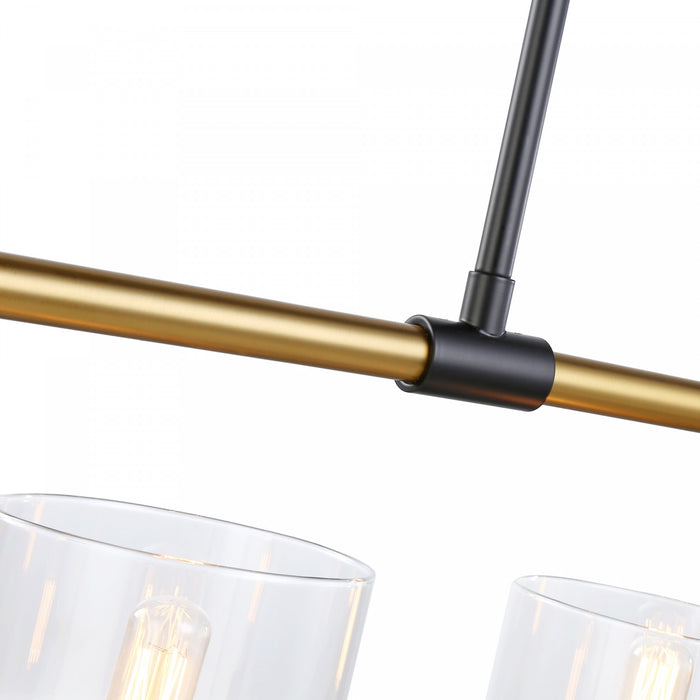Luminaire pour îlot Cheshire noir et laiton à 5 ampoules