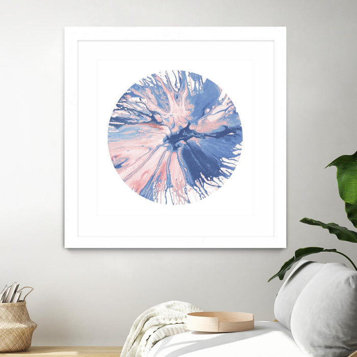 Œuvre d’art murale encadrée blanche et mate « Spin Art 21 » 30 x 30