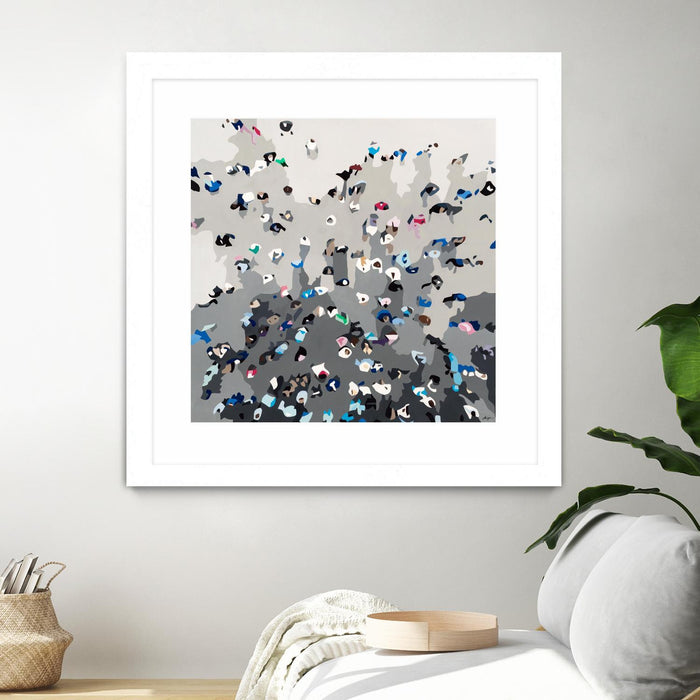 Œuvre d’art murale encadrée blanche et mate « Crowd Sourcing » 36 x 36