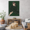"Woman In Green" Canvas Framed Black 18x24 Wall Art