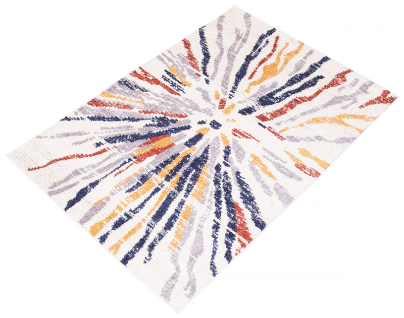 Carpette Paloma Sunburst bleu marineblanche - 8 pi 0 po x 10 pi 0 po