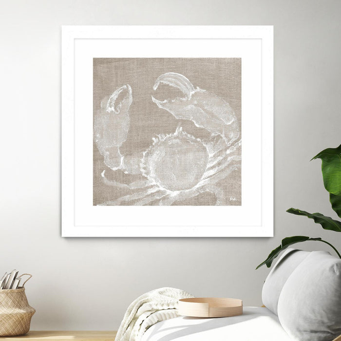 Œuvre d’art murale encadrée blanche et mate « Neutral Surf Side I » 30 x 30