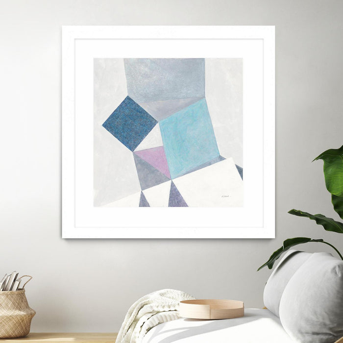 Œuvre d’art murale encadrée blanche et mate « Bay Bridge V1 » 30 x 30