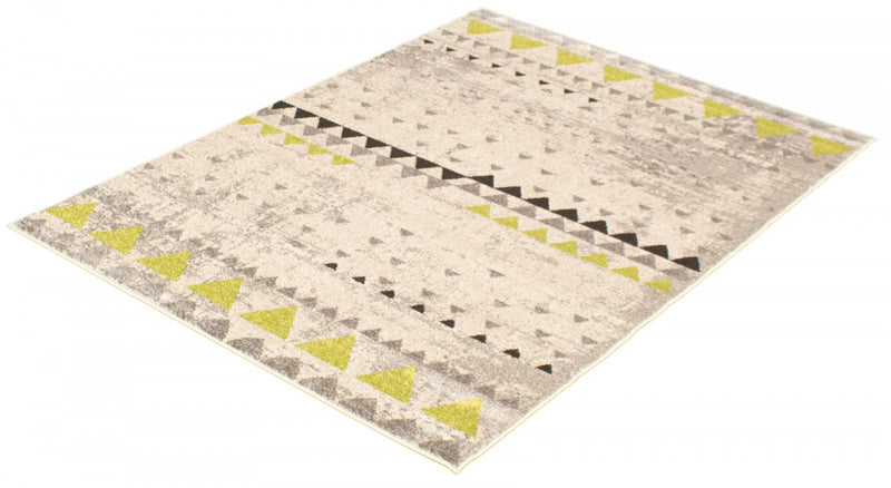 Carpette Raja ivoire-verte - 3 pi 11 pox 5 pi 7 po