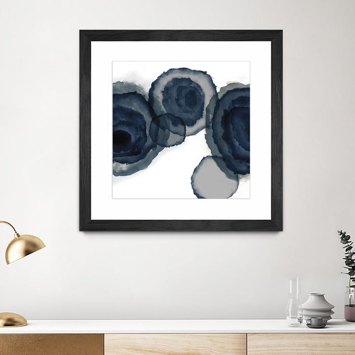 Œuvre d’art murale encadrée noire et mate « Blotted Ink Ii » 30 x 30