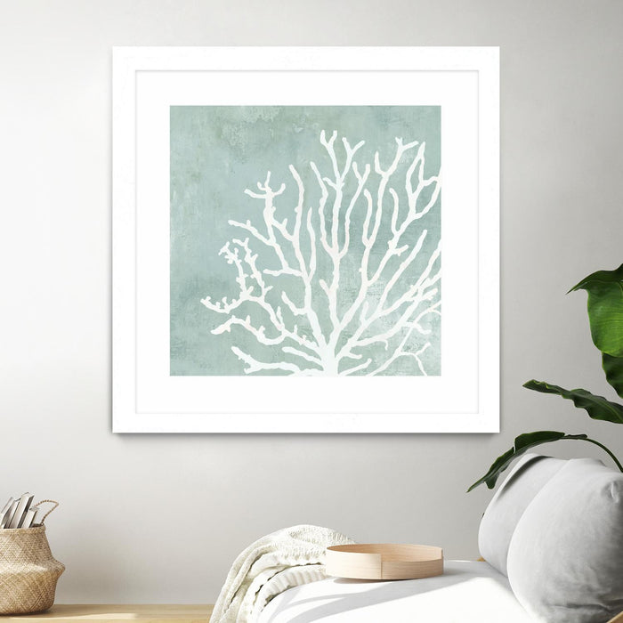 Œuvre d’art murale encadrée blanche et mate « Sea Crown Ii » 36 x 36