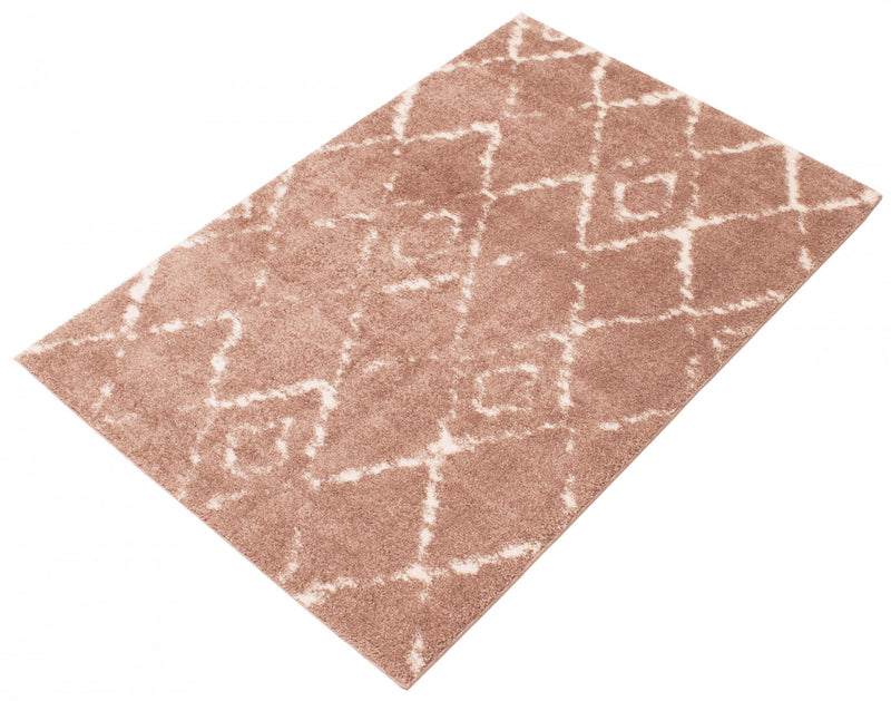 Carpette à poil long Serafina rose 3 pi 11 po x 6 pi 0 po