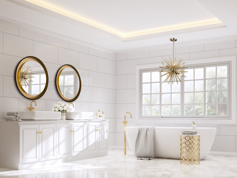 Lustre Sunburst laiton satiné à 8 ampoules