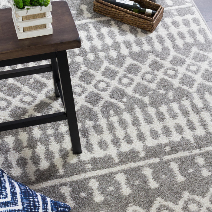 Carpette Lavan grise à motifs marocains 3 x 5