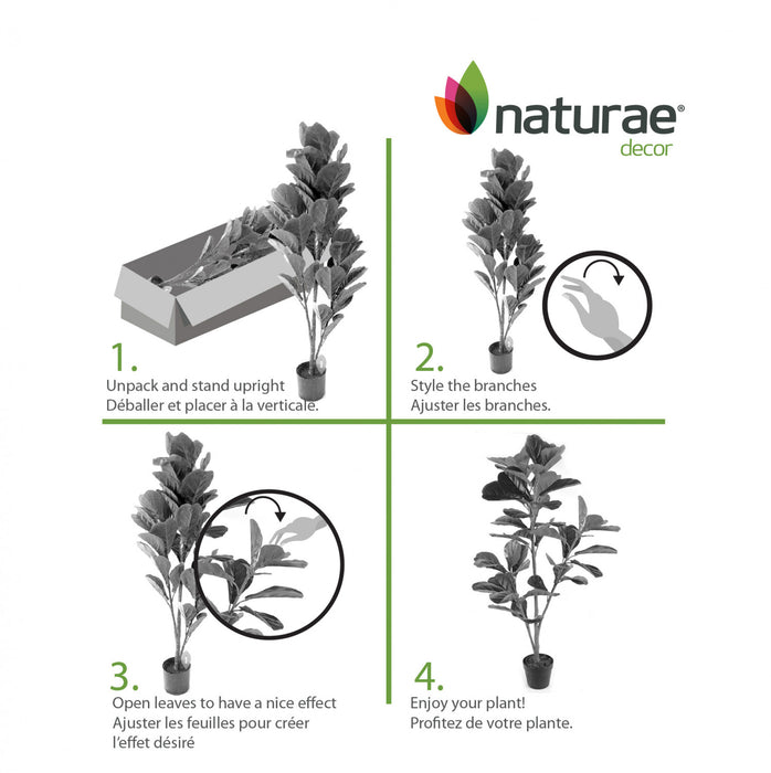 Ficus lyrata artificiel de 57 po pour l’intérieur et l’extérieur en pot noir