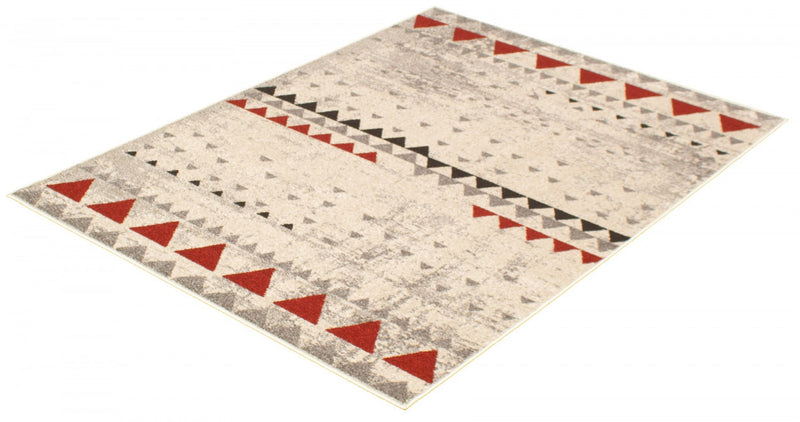 Carpette Raja ivoire-rouge - 3 pi 11 pox 5 pi 7 po