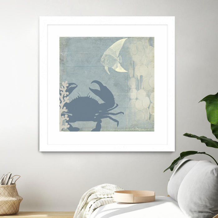Œuvre d’art murale encadrée blanche et mate « Ocean Life Ii » 36 x 36