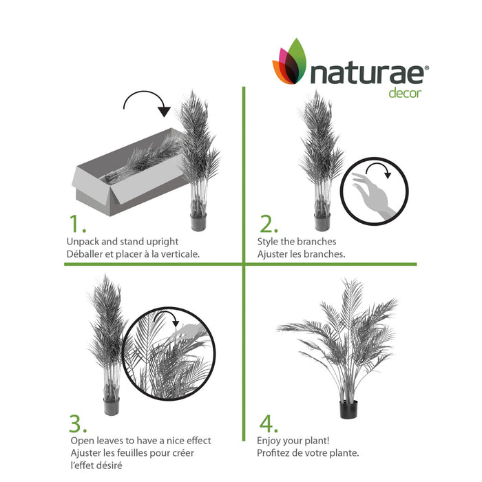 Palmier areca artificiel de 59 po pour l’intérieur et l’extérieur en pot noir
