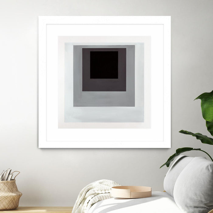Œuvre d’art murale encadrée blanche et mate « Inside Box Thinker » 30 x 30