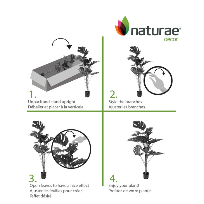 Monstera artificiel de 59 po pour l’intérieur et l’extérieur en pot noir