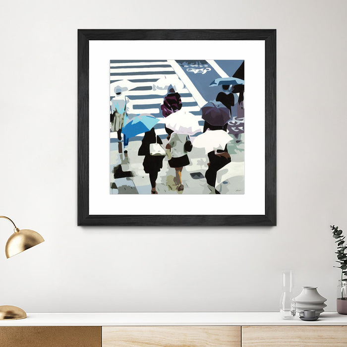 Œuvre d’art murale encadrée noire et mate « April Showers » 30 x 30