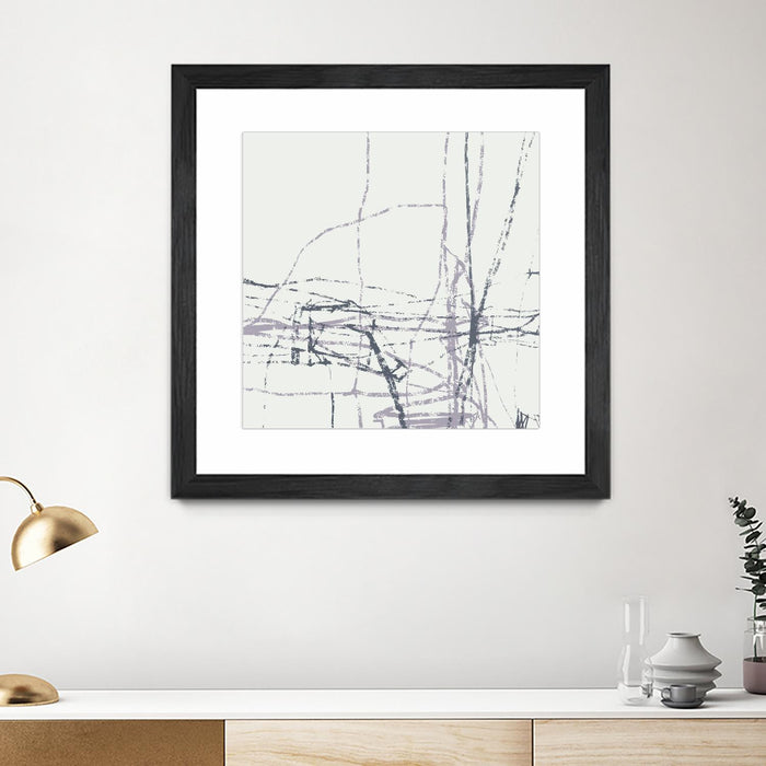 Œuvre d’art murale encadrée noire et mate « Chalk Doodles H » 30 x 30