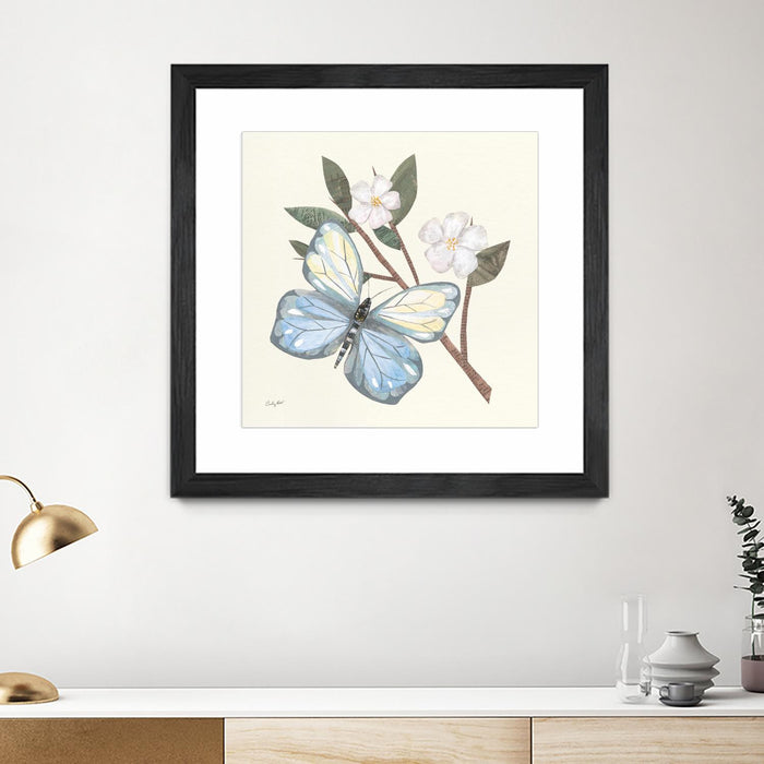 Œuvre d’art murale encadrée noire et mate « In The Garden Butterfly » 36 x 36