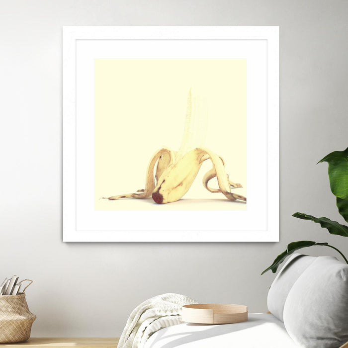 Œuvre d’art murale encadrée blanche et mate « Banada Honey Puff » 30 x 30