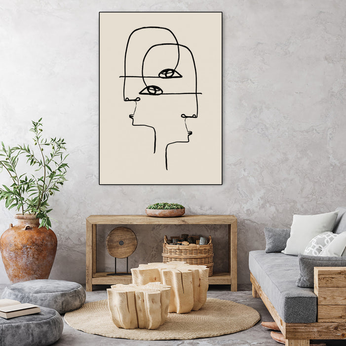 Œuvre d’art murale encadrée noire et mate « Faces » 24 x 32