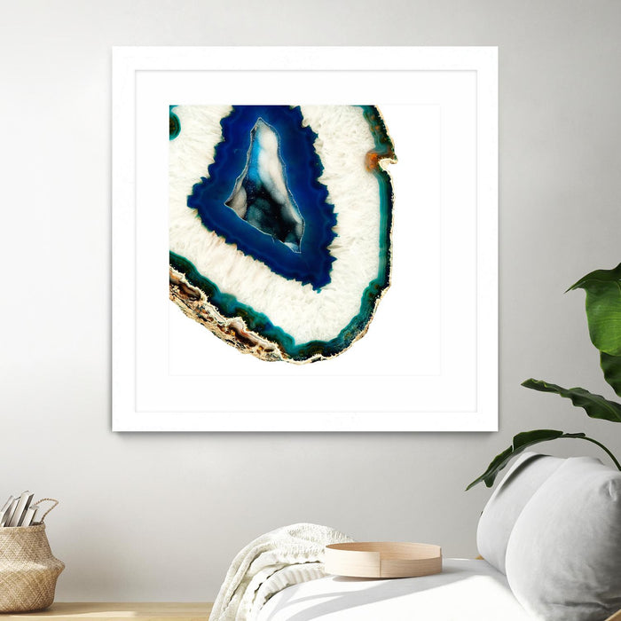 Œuvre d’art murale encadrée blanche et mate « Mediterranean Agate A » 30 x 30