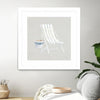 "Serene Seaside Iii Tan" Matted and Framed White 36x36 Wall Art