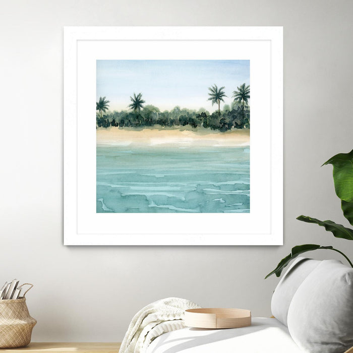 Œuvre d’art murale encadrée blanche et mate « Paradis Ii » 36 x 36