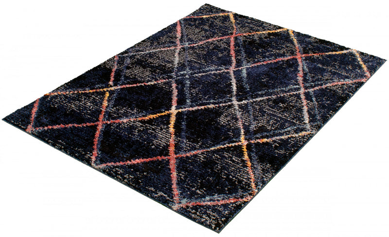 Carpette Makondo Abstract bleu marin - 5 pi 3 pox 7 pi 3 po